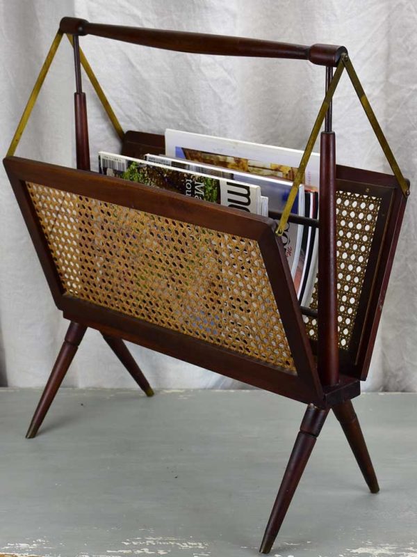 Magazine stand, cane & mahogany, French, (1930-40s) Online now