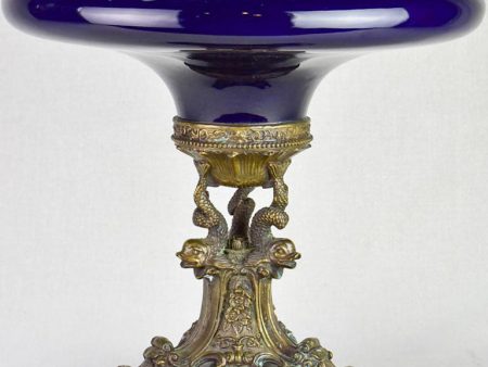 Napoleon III bronze and blue faience table centerpiece Online Sale