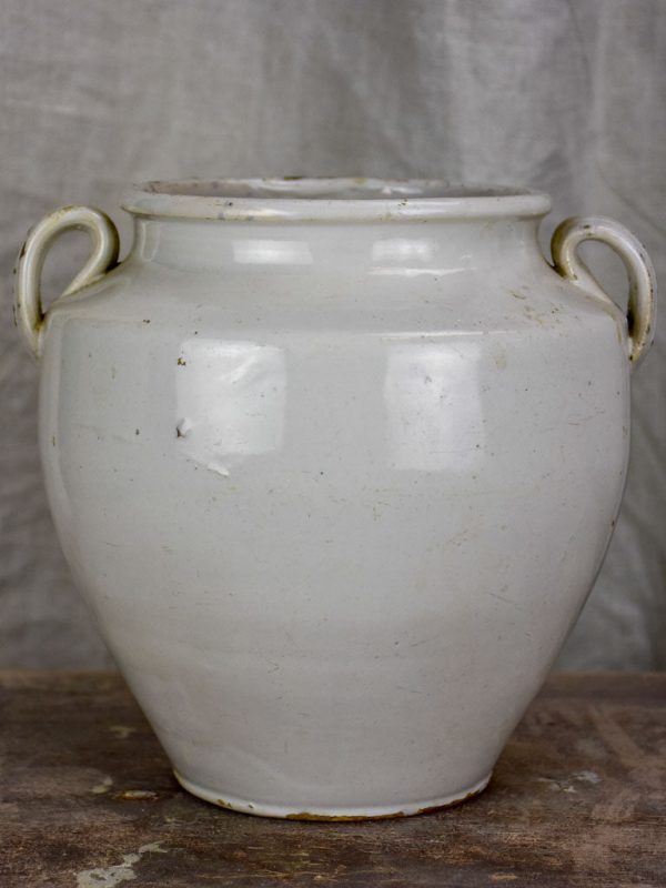 Antique French preserving pot glazed white For Discount