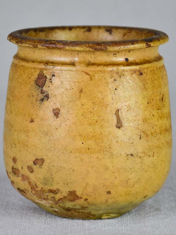 Small antique French honey pot with yellow glaze 4  Online now