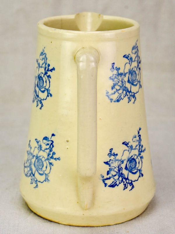 Antique Saint-Uze pitcher with blue flowers Online Sale