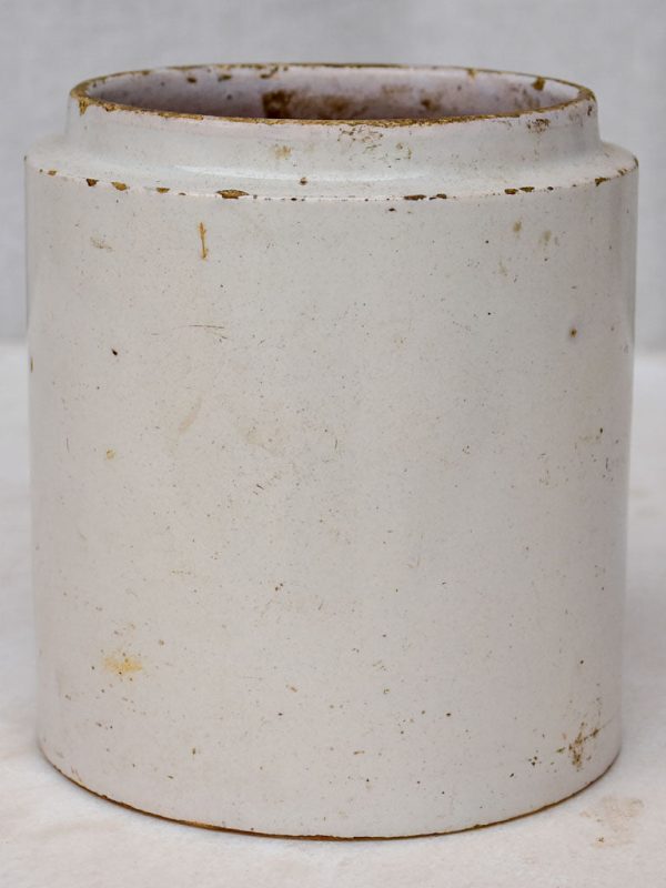 Antique French faience preserving pot - white 5½  Online now