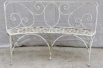 19th Century French garden bench - curved with white patina 52¼  Online Sale