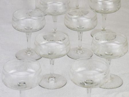 Set of 10 Napoleon III champagne cups with pretty engravings on Sale