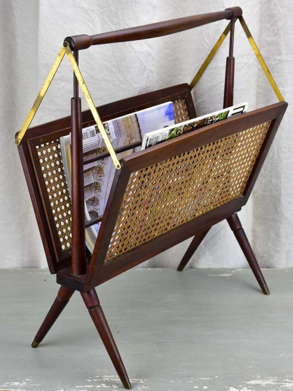 Magazine stand, cane & mahogany, French, (1930-40s) Online now