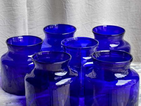 Pair of antique French apothecary jars with cobalt blue glass Fashion