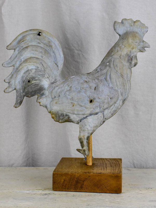 Antique French rooster from a bell tower   weathervane mounted on a wooden base For Cheap