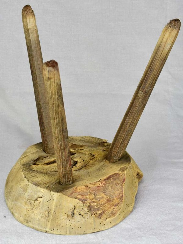 Antique French primitive milking stool - chestnut Supply