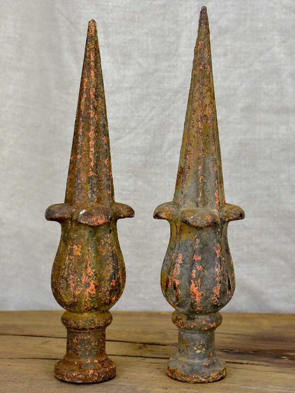 Pair of 19th Century French fence points - cast iron Online now