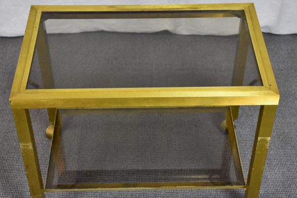 Mid century side table on wheels - glass and brass Cheap