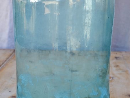 Large antique French preserving jar with aqua glass Online Hot Sale