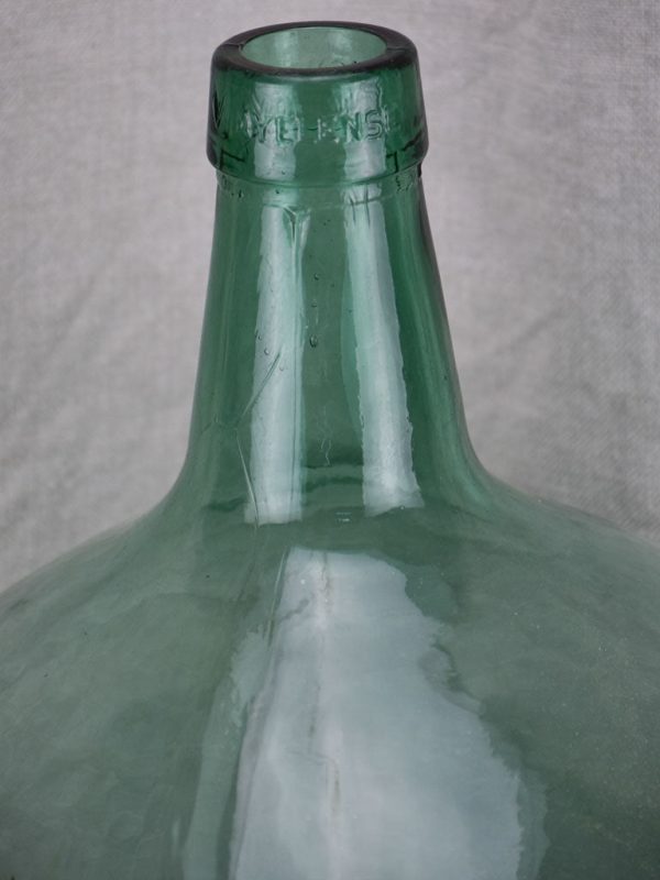 Antique French demijohn bottle - blue green on Sale