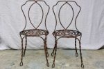 Pair of pretty black antique French garden chairs branded Vachon Discount