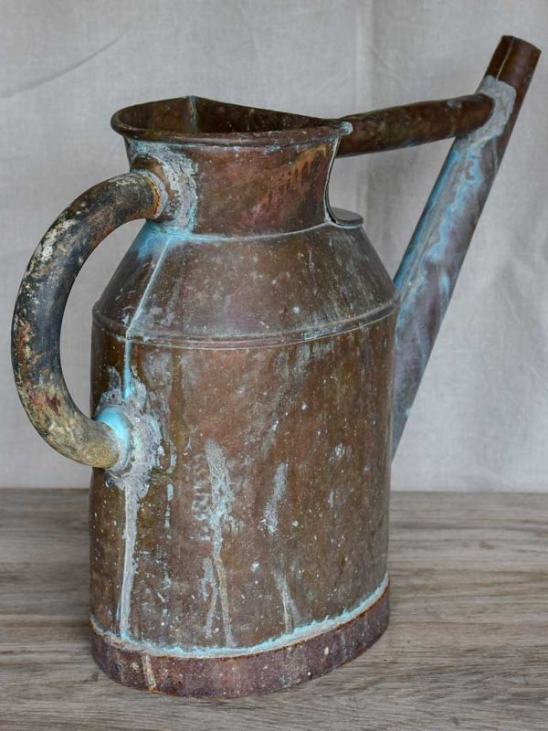 Antique French copper watering can with brace For Discount