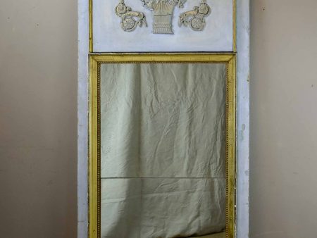 Large Louis XVI trumeau mirror with blue and gold frame Fashion