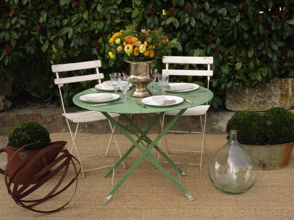 Round green folding bistro table - four person For Discount