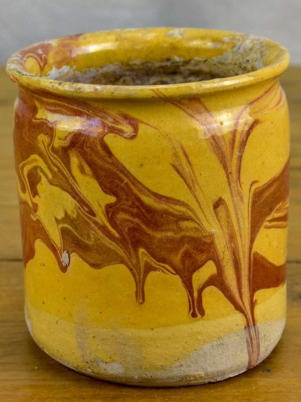 Antique French preserving pot from Apt with marble effect 4 ¼  Sale