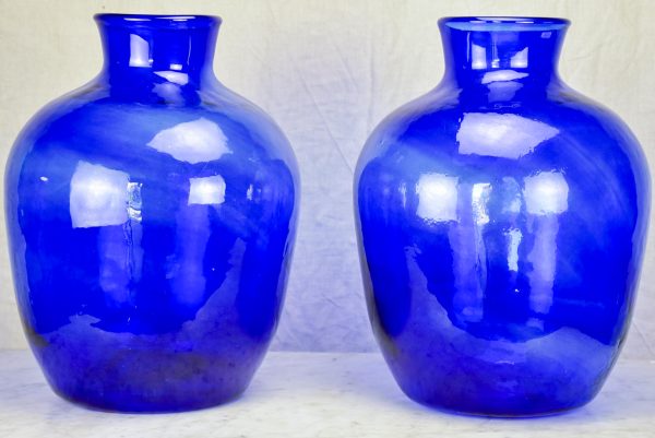 Pair of very large cobalt blue glass vases Online now