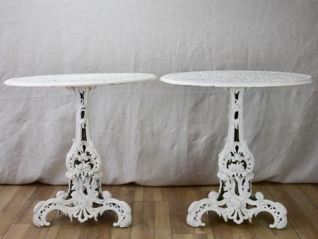 Pair of white English cast-iron garden tables For Cheap