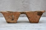 Primitive antique French salt and pepper wooden bowls For Sale