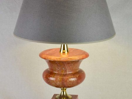 1960 s Philippe Barbier lamp with red travertine and brass stand 25½  Fashion