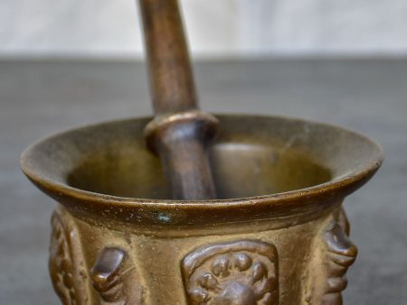 Antique French bronze mortar and pestle Online now