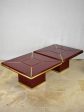 Pair of superb Burgundy red coffee tables - lacquer and brass 31  Discount