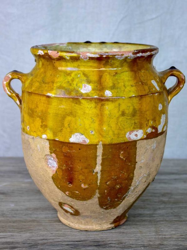 Antique French confit pot with orange glaze 9 ½  Online Hot Sale