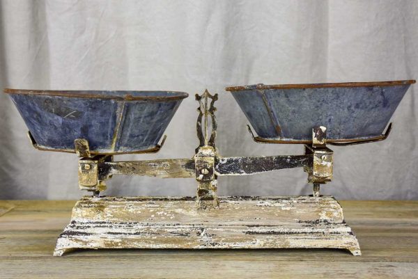 Antique French kitchen scales with zinc bowls Sale