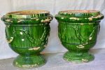 Pair of large French garden urns with Green glaze from St John De Fos 26  For Sale