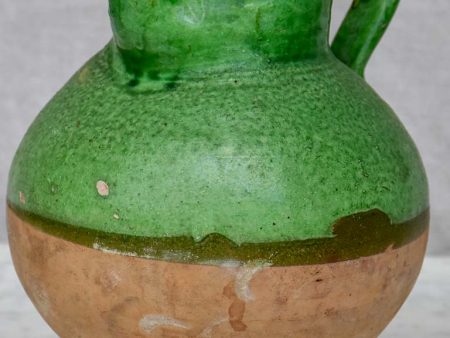 Antique French pitcher with matte green glaze Online Hot Sale