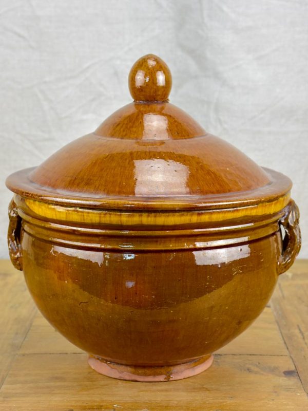 Antique French soup tureen with brown glaze For Discount