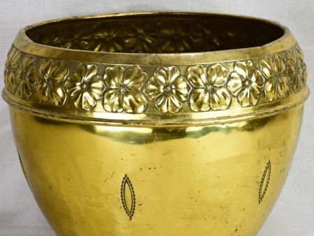 Large early 20th-century brass cachepot pot plant stand 14¼  Online