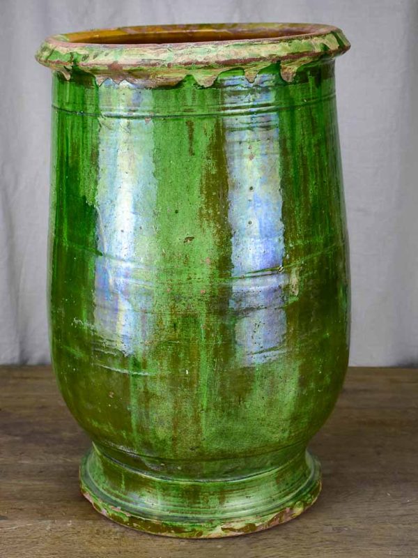 Antique French olive jar with green glaze -Tournac, France 25¼  Hot on Sale