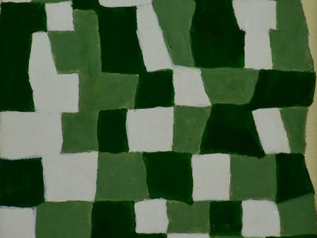 Abstract green patchwork - Caroline Beauzon - acrylic on canvas board 12½  x 15  Online now