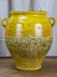 Antique French confit pot with yellow glaze 10 ¾  Supply