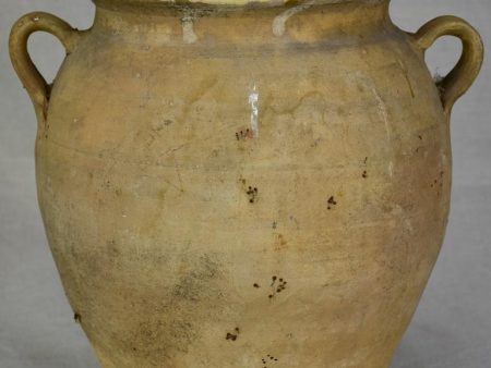 Large antique French confit pot with yellow glaze to the inside 12½  Online now