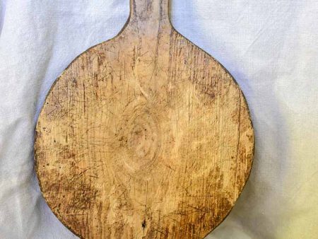 Round antique French chopping board with knife 11  For Sale