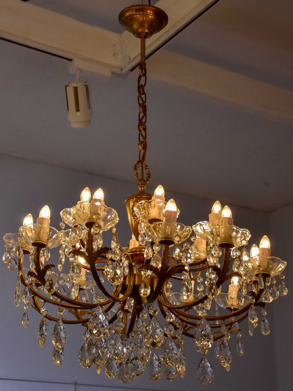 Vintage French crystal chandelier - two tiers, 18 lights For Sale