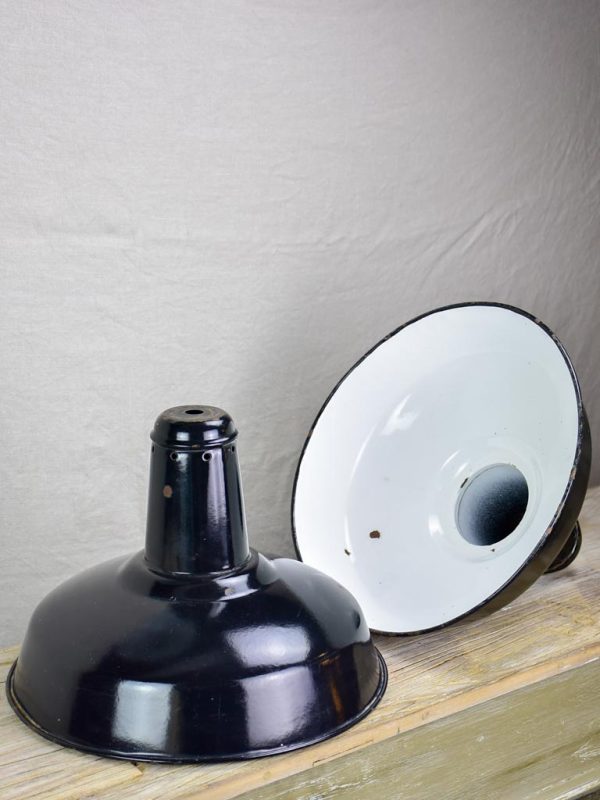 Pair of classic 1940 s industrial light fittings - black (2 pairs available) 15  on Sale