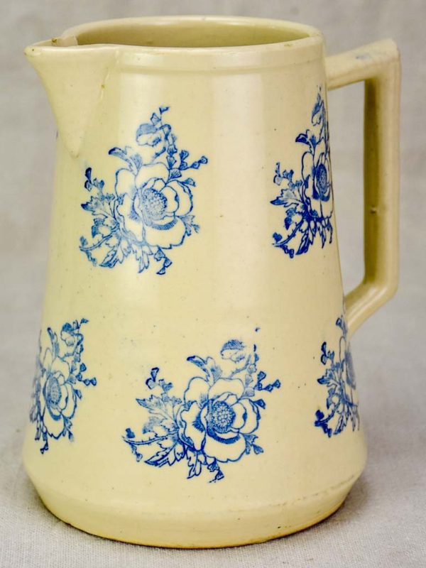 Antique Saint-Uze pitcher with blue flowers Online Sale