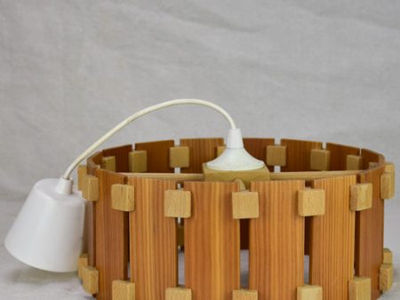 Vintage French ceiling light with slatted two-tone timber 12½  x  5  Cheap