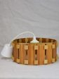 Vintage French ceiling light with slatted two-tone timber 12½  x  5  Cheap