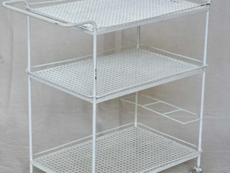 Three tier rectangular mid century French bar cart - white Hot on Sale