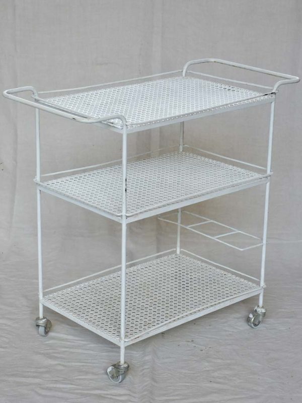 Three tier rectangular mid century French bar cart - white Hot on Sale