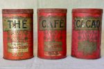 Collection of 6 antique French tole storage tins 9½  Cheap