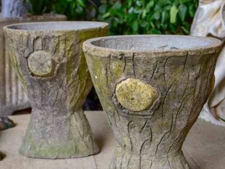 Pair of hourglass faux bois garden planters Online now