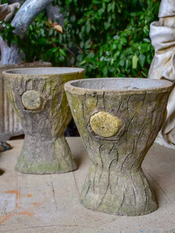 Pair of hourglass faux bois garden planters Online now