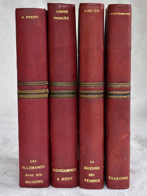 Four antique French leather bound books Online Hot Sale