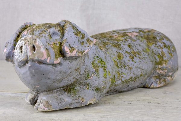 Antique French statue of a resting pig Fashion